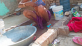 Desi Bhabhi Bathing And Washing The